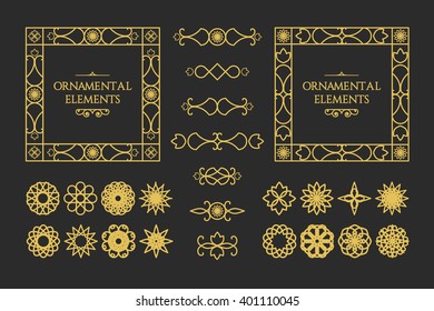 Calligraphic design elements. Vector set of vintage page decorations
