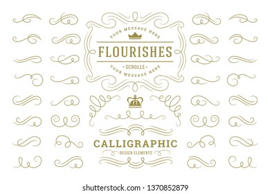 Calligraphic design elements vintage ornaments swirls and scrolls decorations vector design elements. Good for retro design, greeting cards, certificates borders, frames and invitations.