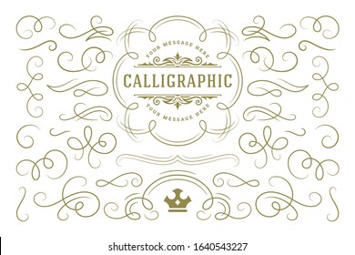 Calligraphic design elements vintage ornaments swirls and scrolls ornate decorations vector design elements. Good for retro design, greeting cards, certificates borders, frames and invitations.