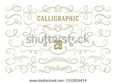 Calligraphic design elements vintage ornaments swirls and scrolls ornate decorations vector design elements. Good for retro design, greeting cards, certificates borders, frames and invitations.