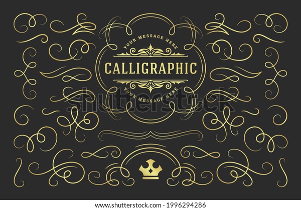 Calligraphic design elements vintage\
ornaments swirls and scrolls ornate decorations vector design\
elements. Good for retro design, greeting cards, certificates\
borders, frames and\
invitations.