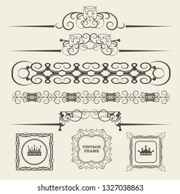 Calligraphic design elements in vintage style, vector art