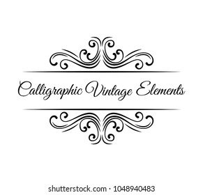 Calligraphic design elements. Vintage Vector Ornaments Decorations Design Elements. Flourishes calligraphic combinations retro design for Invitations, Posters, Badges, Logotypes and other design.