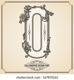 Calligraphic Design Font with Typographic Floral Elements for your Artworks. Nice for Page Decoration. Letter O