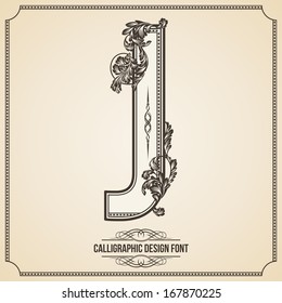 Calligraphic Design Font with Typographic Floral Elements for your Artworks. Nice for Page Decoration. Letter J