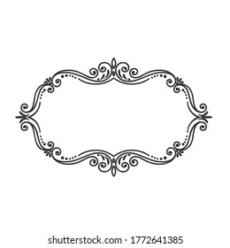 Calligraphic Design Frame . Decorative Swirl, Scroll and Divider. Vintage Vector Illustration.