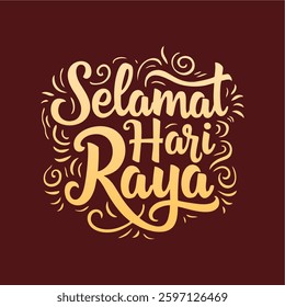 Calligraphic design that says selamat hari raya. in English is "Happy Holidays". vector
