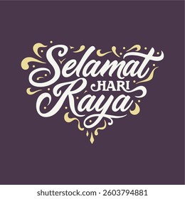 Calligraphic design that says selamat hari raya. in English is "Happy Holidays". vector	
