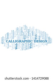 Calligraphic Design word cloud. Wordcloud made with text only.