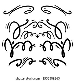 calligraphic dividers set. Vintage elements for your design. Big set