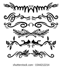 calligraphic dividers. Vintage elements for your design. Big set