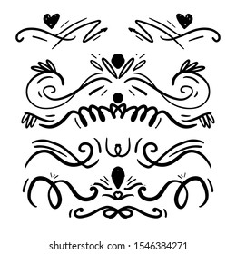 calligraphic dividers. Vintage elements for your design. Big set