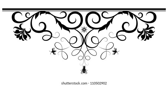 Calligraphic drawing with floral elements. EPS 8.