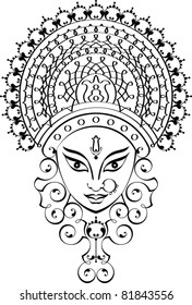 Calligraphic Durga Indian Goddess Stock Vector (Royalty Free) 81843556 ...