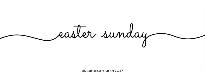 Calligraphic easter sunday text in ballpoint pen style isolated on white background. Rounded easter sunday sign in script text with small caps text . Vector Illustration.