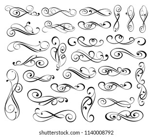 Calligraphic elegant elements of design.Vector illustration.