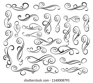 Calligraphic Elegant Elements Designvector Illustration Stock Vector ...