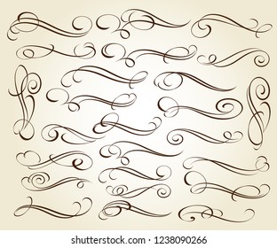 Calligraphic elegant elements of design.Vector illustration.