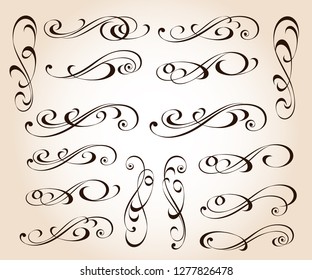 Calligraphic elegant elements of design.Vector illustration.