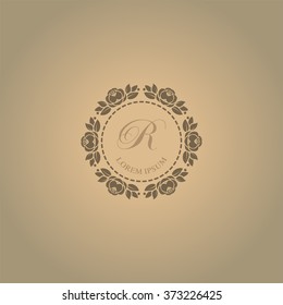 Calligraphic elegant floral monogram design templates for one or two letters, possible for Wedding monogram. 