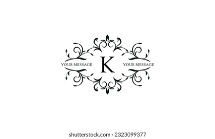 Calligraphic elegant initial K logo design. Emblem for royalty, business card, boutique, hotel, restaurant, cafe, jewelry.