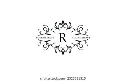 Calligraphic elegant initial R logo design. Emblem for royalty, business card, boutique, hotel, restaurant, cafe, jewelry.