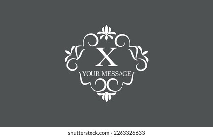 Calligraphic elegant logo design template for letter X. Business sign, identity monogram for restaurant, boutique, hotel, heraldry, jewelry.