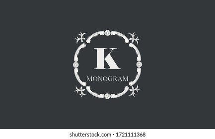Monograma elegante caligráfico con letra K. Exquisito logotipo de negocios para restaurante, hotel y oficinas, decoración de invitaciones, folletos.
