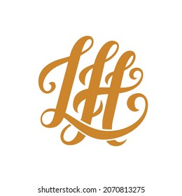 Calligraphic elegant monogram logo design of letter L and H. Fashion logo design.