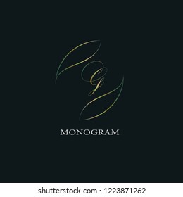 Calligraphic elegant ornament design of the vector logo. Identity monogram for a restaurant, boutique, hotel, heraldry, jewelry, business sign.