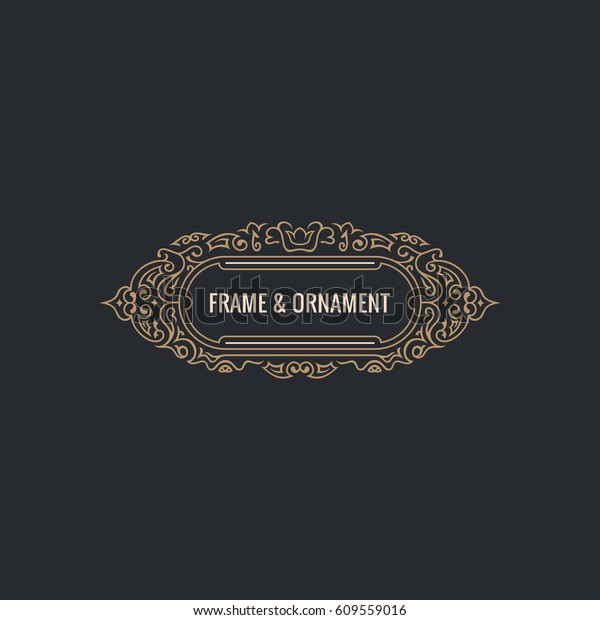 Calligraphic Elegant Ornament Frame Lines.\
Restaurant menu. Luxury vintage ornate greeting card typographic\
design. Retro invitations and royal certificates. Vector Flourishes\
logo gold\
illustration