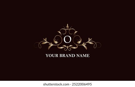 Calligraphic elegant ornament with initial letter O. Business sign, identity monogram for company brand, emblem for restaurant, royalty, boutique, cafe, hotel, heraldic, jewelry, fashion.