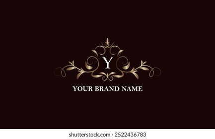 Calligraphic elegant ornament with initial letter Y. Business sign, identity monogram for company brand, emblem for restaurant, royalty, boutique, cafe, hotel, heraldic, jewelry, fashion.