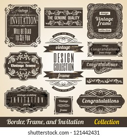 Calligraphic Element Border Corner Frame and Invitation Collection.