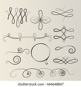 Calligraphic elements , hand drawn design elements, page decoration elements