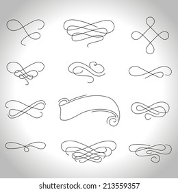 Calligraphic elements and page decorations for design, vector illustration