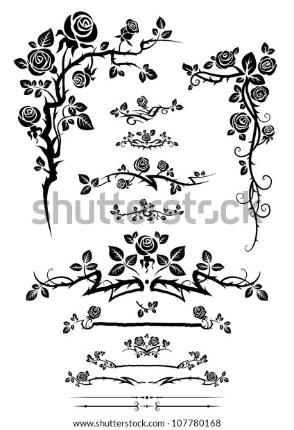Calligraphic elements set with\
roses