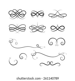 Calligraphic elements. Vector black design illustration