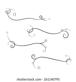 Calligraphic elements. Vector black design illustration
