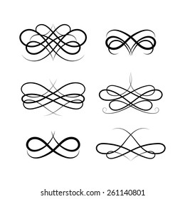 Calligraphic elements. Vector black design illustration