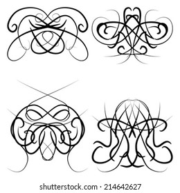 calligraphic elements vintage ornament set