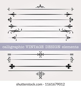 Calligraphic elements vintage set