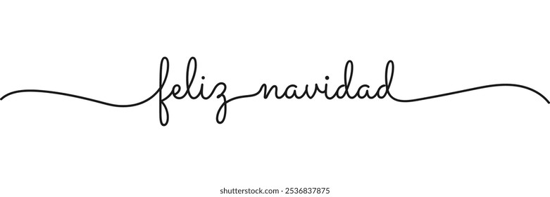 Calligraphic feliz nadvidad (merry christmas in spanish) text in ballpoint pen style isolated on white background. Rounded feliz nadvidad sign in script text with small caps text. Vector Illustration