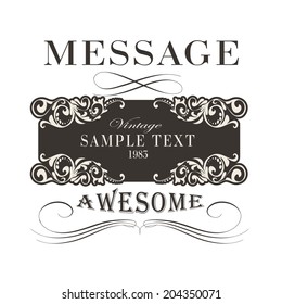 calligraphic and floral design elements. Set of hand-drawing calligraphic
