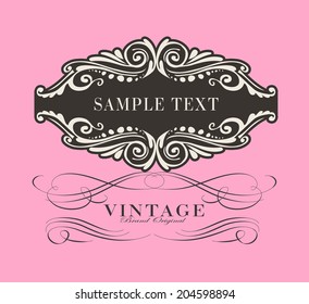 calligraphic and floral design elements. Set of hand-drawing calligraphic