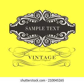 calligraphic and floral design elements. Set of hand-drawing calligraphic