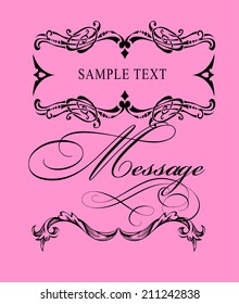 calligraphic and floral design elements. Set of hand-drawing calligraphic