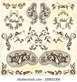 Calligraphic floral elements and frames