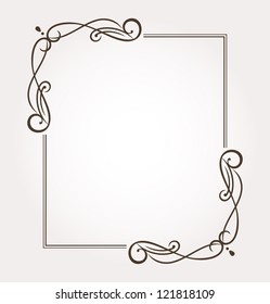 Calligraphic floral frame and page decoration. Vector illustration