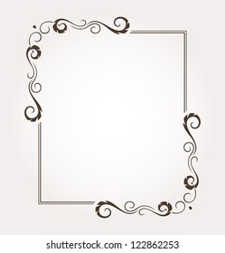 Calligraphic floral frame and page decoration. Vector illustration